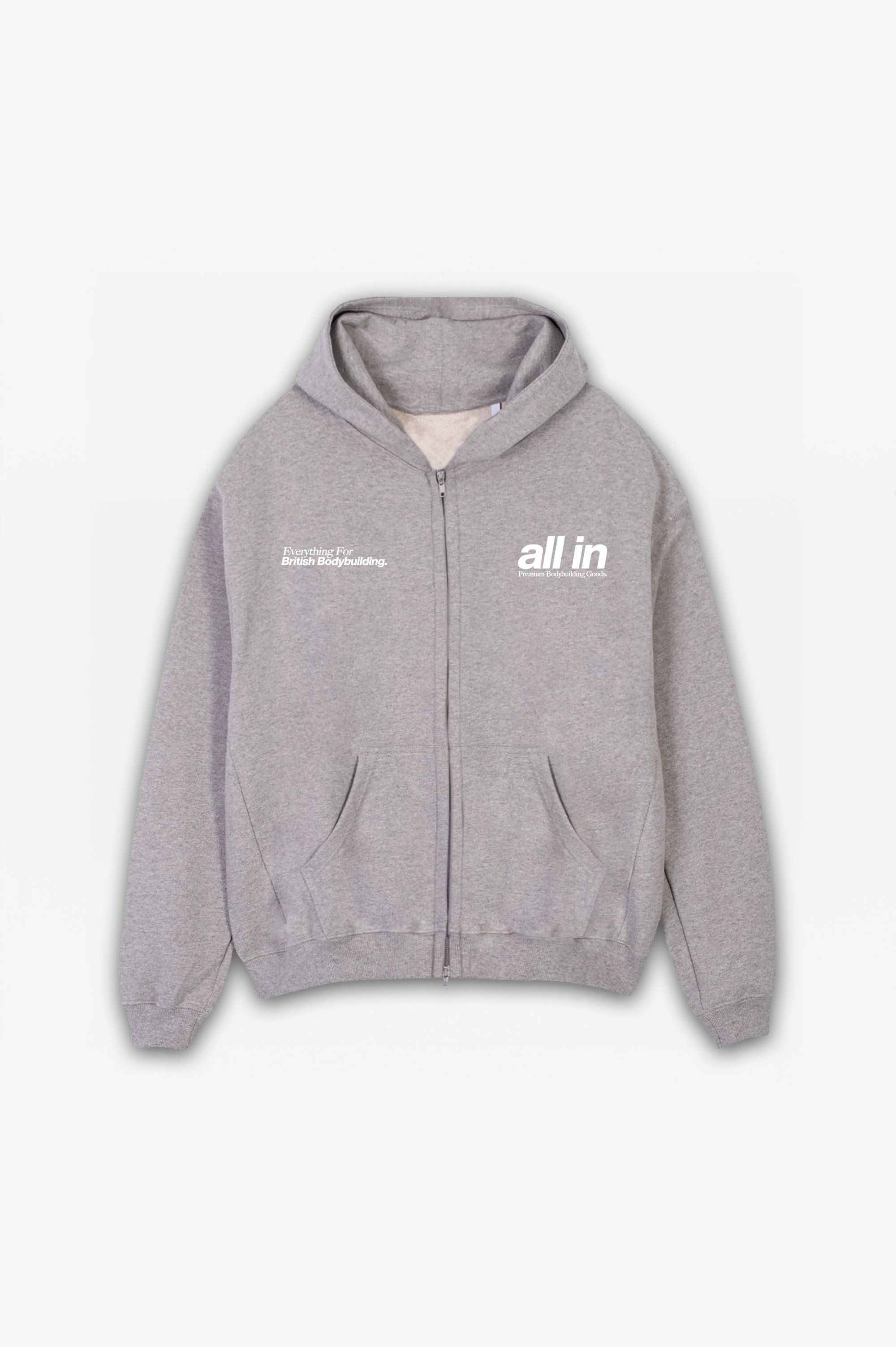 Premium Bodybuilding Goods Zip Hoodie Grey Marl