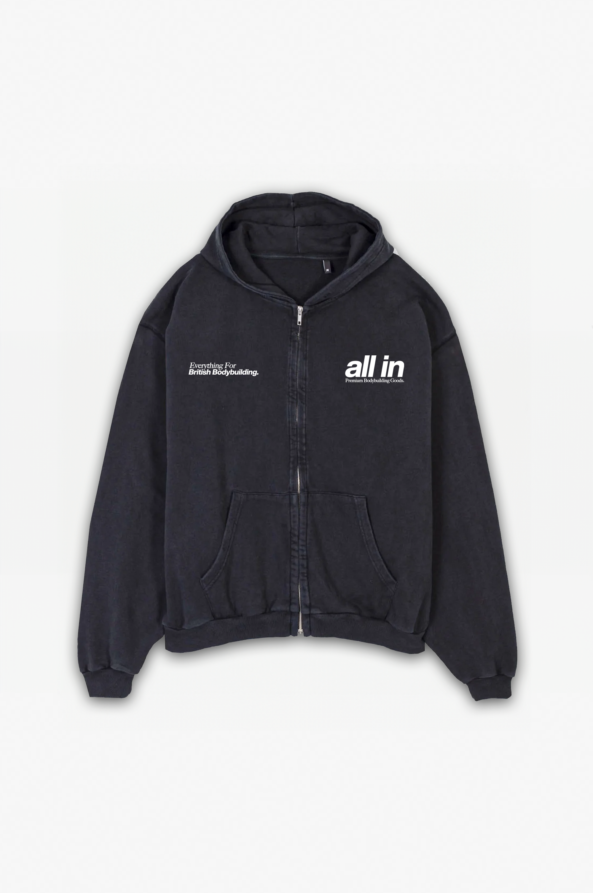 Premium Bodybuilding Goods Zip Hoodie Vintage Black