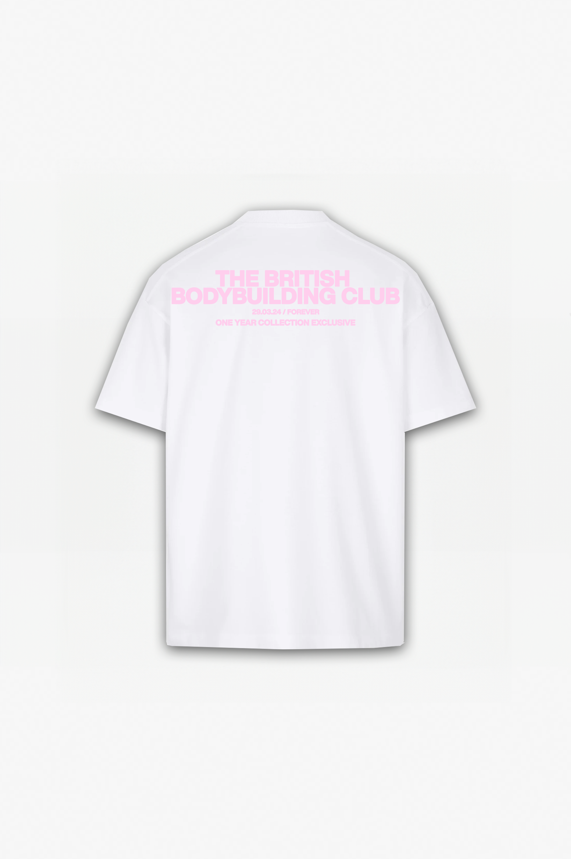 One Year: British Bodybuilding Club T-Shirt White w/ Pink