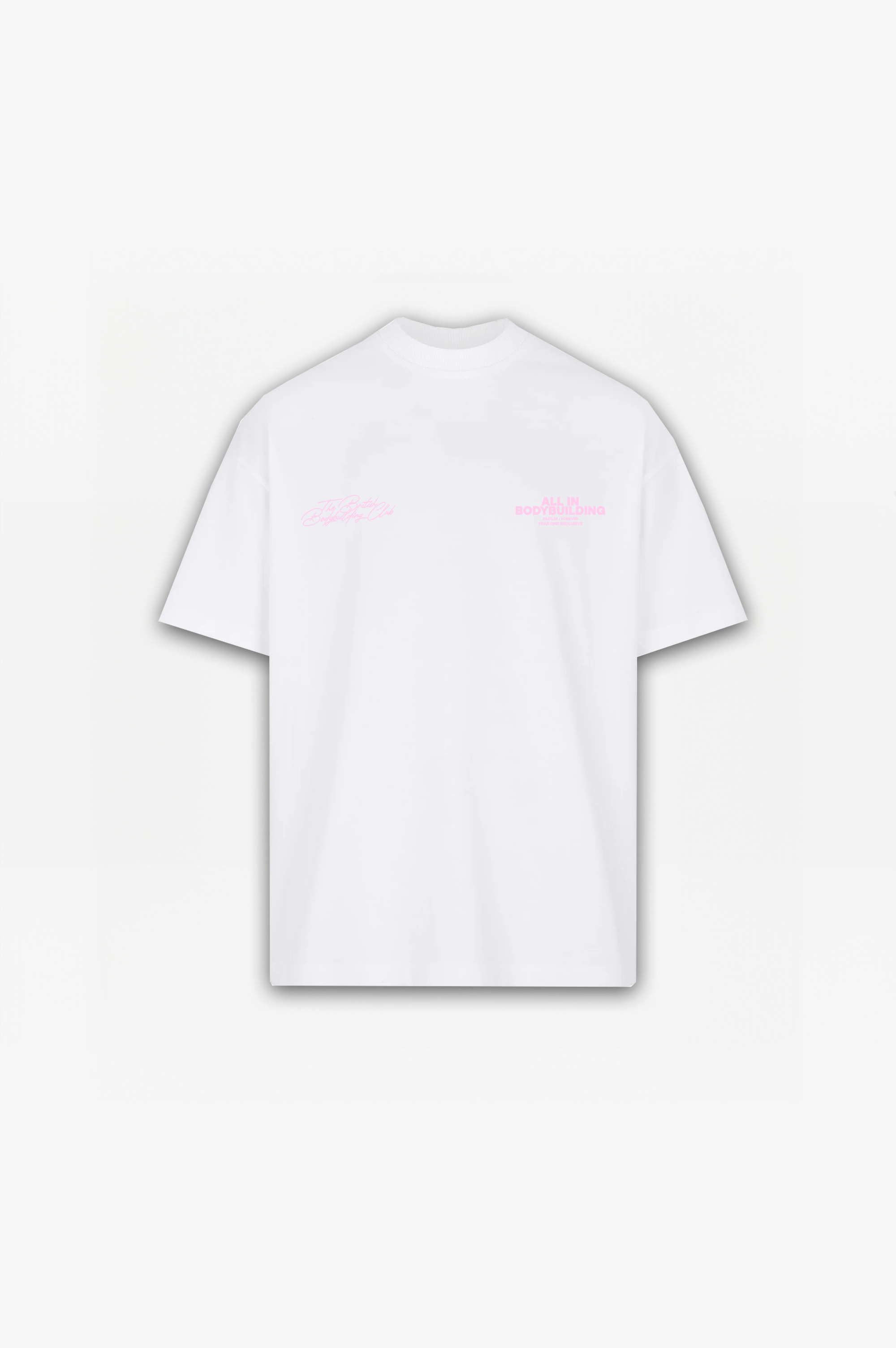 One Year: British Bodybuilding Club T-Shirt White w/ Pink